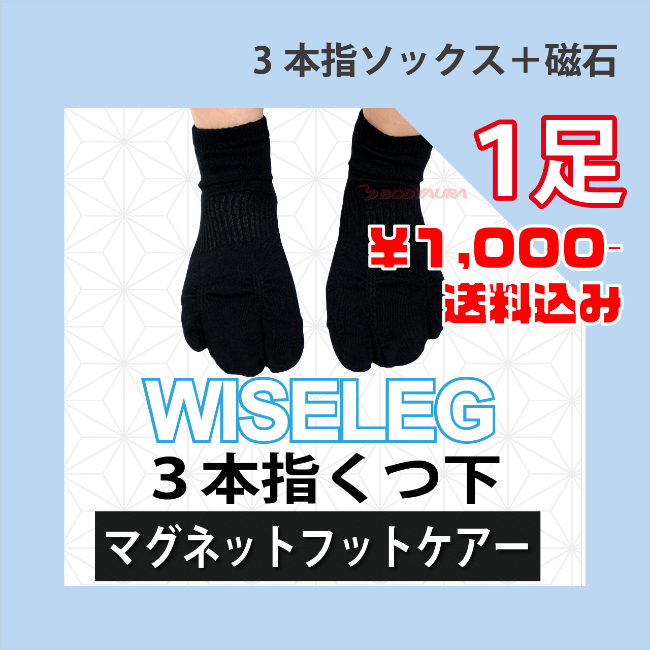 マグネットフットケアWISELEG3本指靴下1足千円送料無料