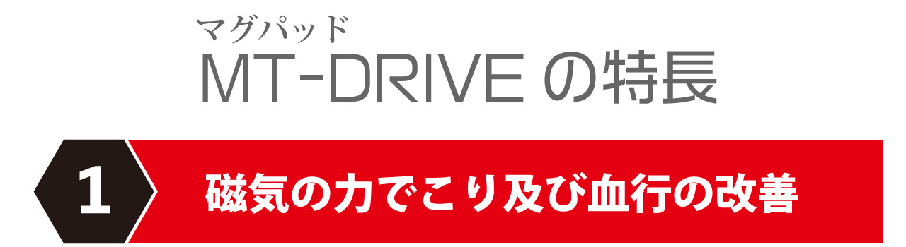 MT-DRIVEカーシートカバー特長１は磁気の力でコリと血行の改善